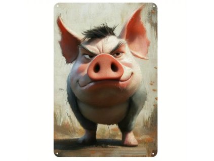 Plechová Prasátko už toho má dost 30 x 20 cm