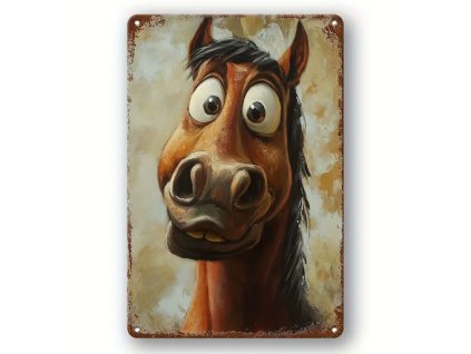 Kovová cedule Vykulený kůň 30 x 20 cm