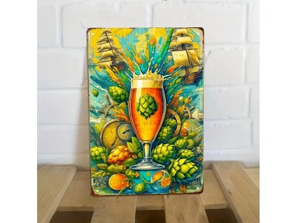 Kovová cedule Pivo a chmel 30 x 20 cm