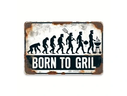 Kovová cedule Born to grill 30 x 20 cm