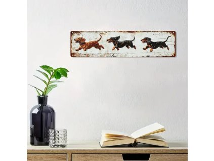 Kovová cedule Jezevčíci 40 x 10 cm