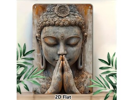 Kulatá kovová cedule Buddha. 20 x 30 cm