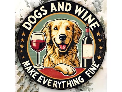 2D Kovová nástěnná cedule Vše je fajn Průměr 20 cm