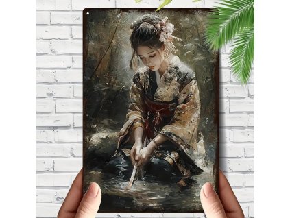 Nástěnná kovová cedule Gejša 30 x 20 cm