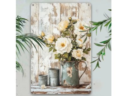 Plechová vintage cedule Kytice růží 30 x 20 cm