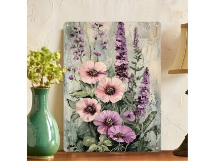 Plechová vintage cedule Kytice květů 30 x 20 cm