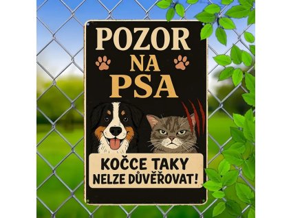 Kovová cedule Kočka a pes 30 x 20 cm