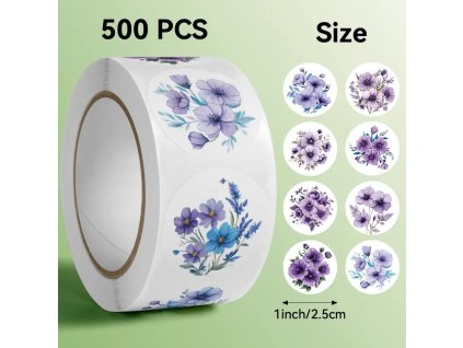 Mini nálepky Fialové květy 500 kusů