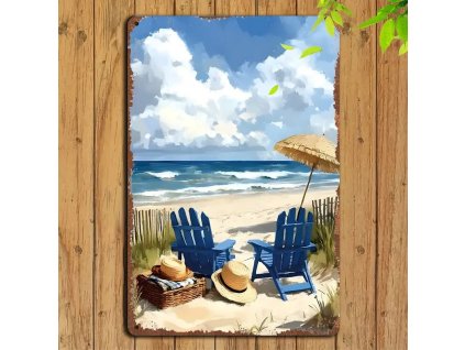 Plechová plážová cedule 30 x 20 cm
