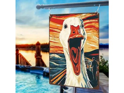 2D plechová cedule Vylekaná husa 20 x 30 cm