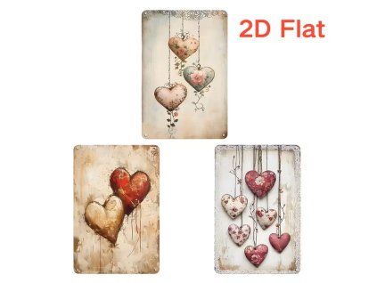Soubor třech 2D cedulí Srdíčkové období