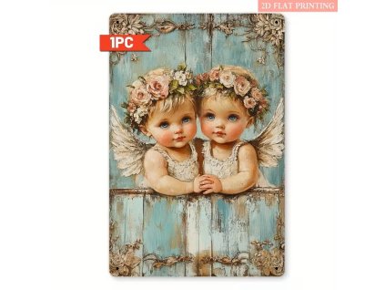 2D plechová cedule Dva andílci 20 x 30 cm