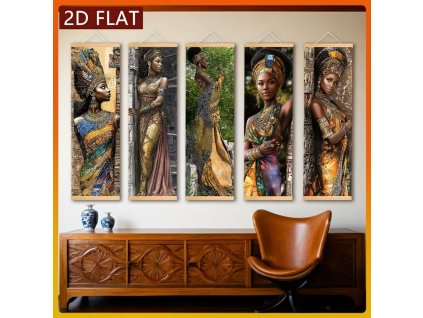 Soubor pěti obrazů na plátně Afričanka