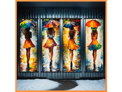 Soubor čtyř obrazů na plátně Parazol