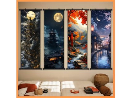 Soubor čtyř obrazů na plátně Měsíc