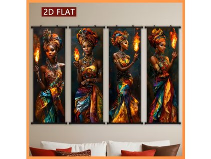 Soubor čtyř obrazů na plátně Plamen