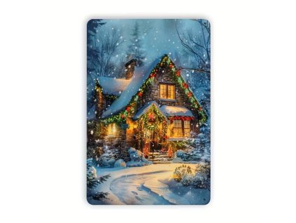 2D Plechová cedule Vyzdobená chaloupka  20 x 30 cm