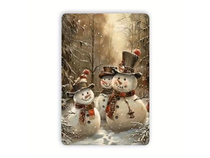 2D plechová cedule Sněhuláci   30 x 20 cm