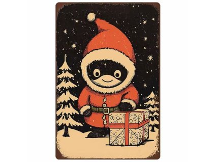 2D Plechová cedule Vánoční tučňák   30 x 20 cm