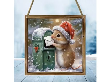 2D dřevěná cedule Myšička 20 x 20 cm