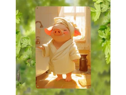 2D Plechová cedule Selátko v županu 30x20 cm