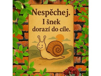 2D Plechová cedule Spěchej pomalu 30x20 cm