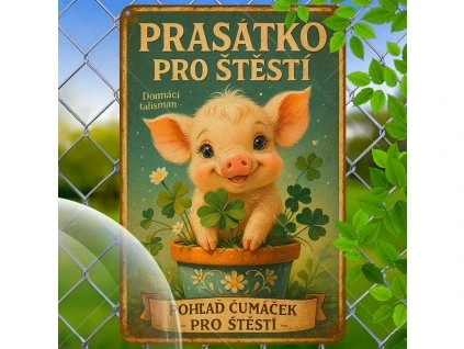 2D dřevěná cedule Prasátko pro štěstí   30 x 20 cm