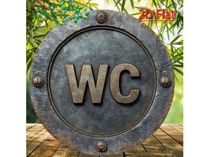 2D kulatá plechová cedule Wécéčko. pr. 20 cm