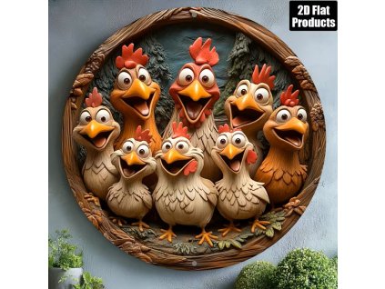 2D plechová kulatá cedule Sněm slepiček Prům. 20 cm