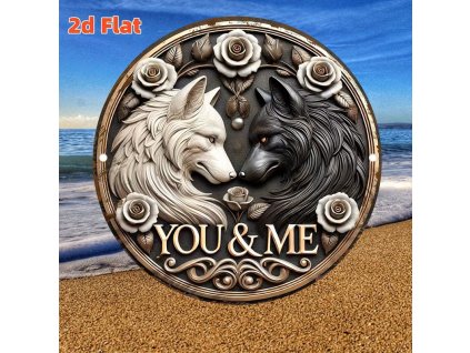 2D plechová kulatá cedule Ty a já  Prům. 20 cm