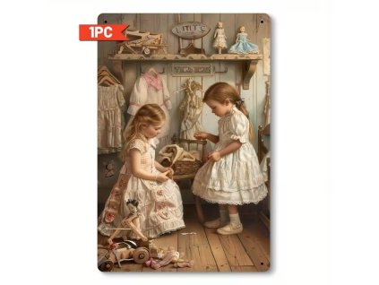 2D plechová cedule Dvě malé pradlenky 20 x 30 cm