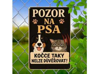 2D Plechová cedule Kočce se nedá věřit   30 x 20 cm  POŠKOZENO