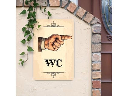 2D plechová cedule Tady tudy na toaletu 20 x 30 cm