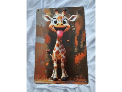 2D plechová cedule Krásný den s žirafou  30 x 20 cm