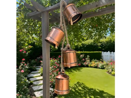 4 kusy mosazných zvonů na zavěšení.