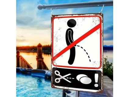 2D plechová cedule TADY NÉÉ!  20 x 30 cm POŠKOZENO