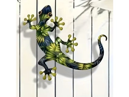 Kovová dekorace Ještěrka zelená strakatá