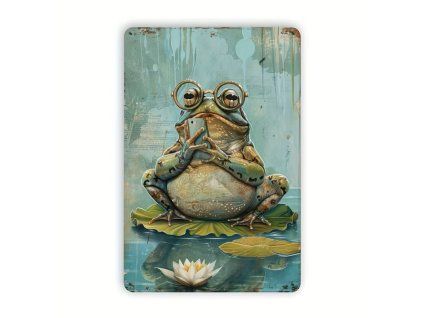 Plechová cedule Žabka s mobilem 30 x 20 cm