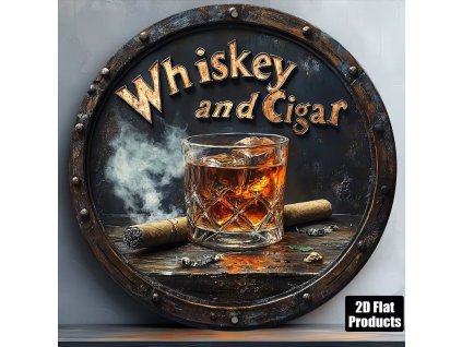 Kovová cedule 2D Whiskey and cigar