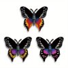 3 x kovová dekorace motýl barevný II