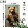 2D Kovová cedule Medvěd s pívem 30 x 20 cm