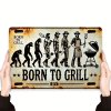 Kovová cedule Zrozen ke grilování - evoluce 30 x 20 cm