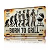 Kovová cedule Zrozen ke grilování - evoluce 30 x 20 cm