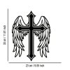 Kovová nástěnná dekorace Kříž a andělská křídla 30 x 23 cm