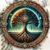 Kovová kulatá cedule Strom života. Průměr 20 cm