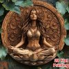 Kulatá kovová cedule Meditující žena . Průměr 20 cm
