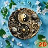 2D Kulatá kovová cedule Yin yang . Průměr 20 cm
