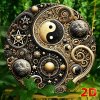 2D Kulatá kovová cedule Yin yang . Průměr 20 cm