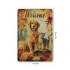 2D Kovová nástěnná cedule Welcome pes a kočka 30 x 20 cm