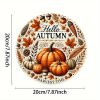 Nástěnná kovová cedule Dýně na podzim. Průměr 20 cm